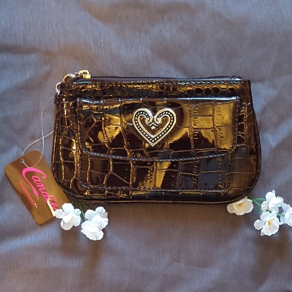 Candie's Handbags - NWT Candie's Dark Brown Crocodile-Patterned Wristlet